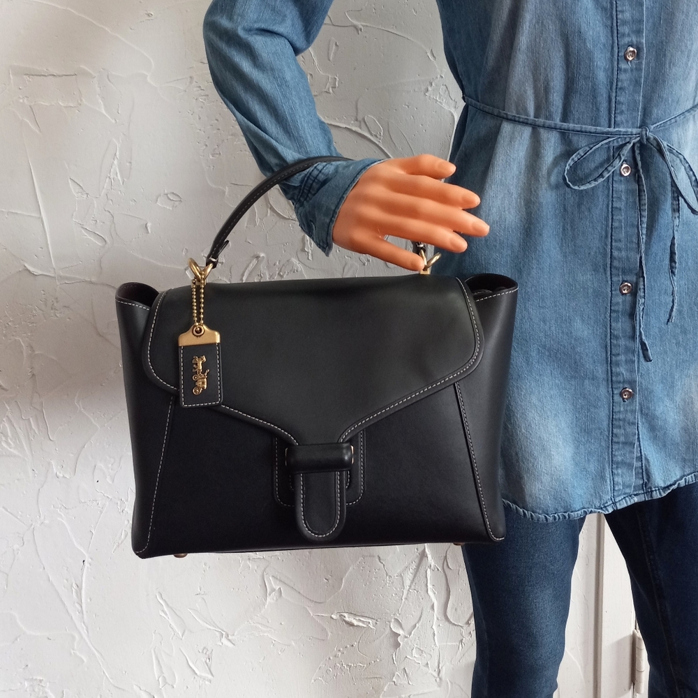 Coach Courier Carryall Black Glovetanned Leather Handle & Shoulder Bag